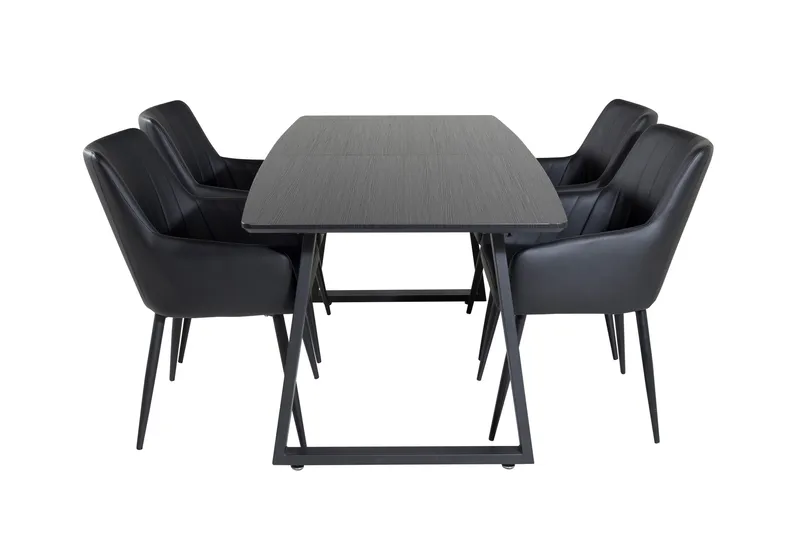 Spisegruppe Venture Home Zarzosa uttrekkbar spisegruppe 160 cm rektangulær med 4 Caspien-stoler Svart, undefined