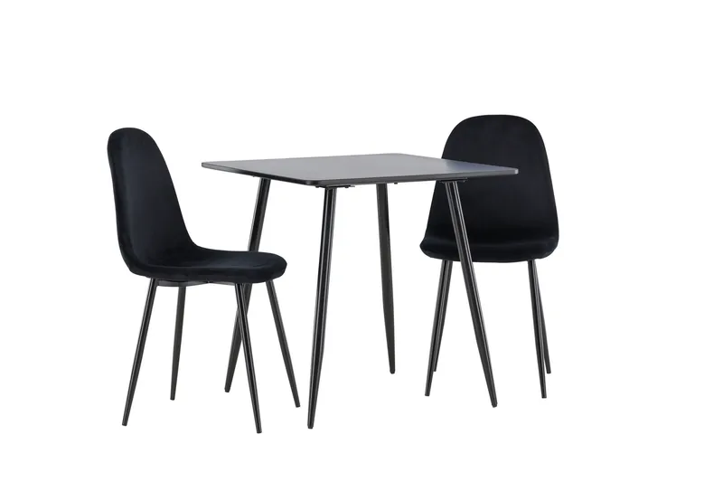 Spisegruppe Venture Home Polar spisegruppe 75 cm kvadratisk med 2 Polar-stoler Svart/Svart/Svart, undefined