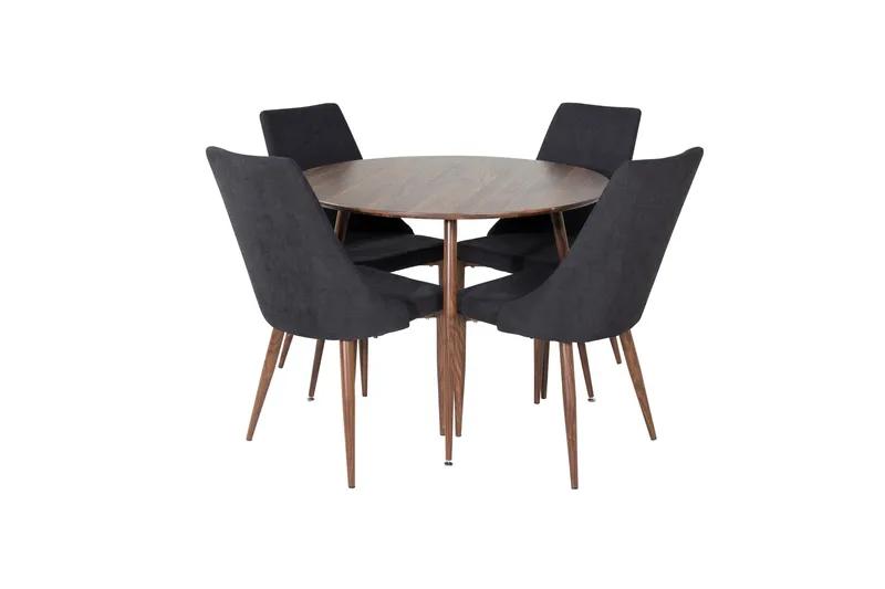 Spisegruppe Venture Home Plaza spisegruppe 100 cm rund med 4 Leone-stoler Svart/Natur, undefined