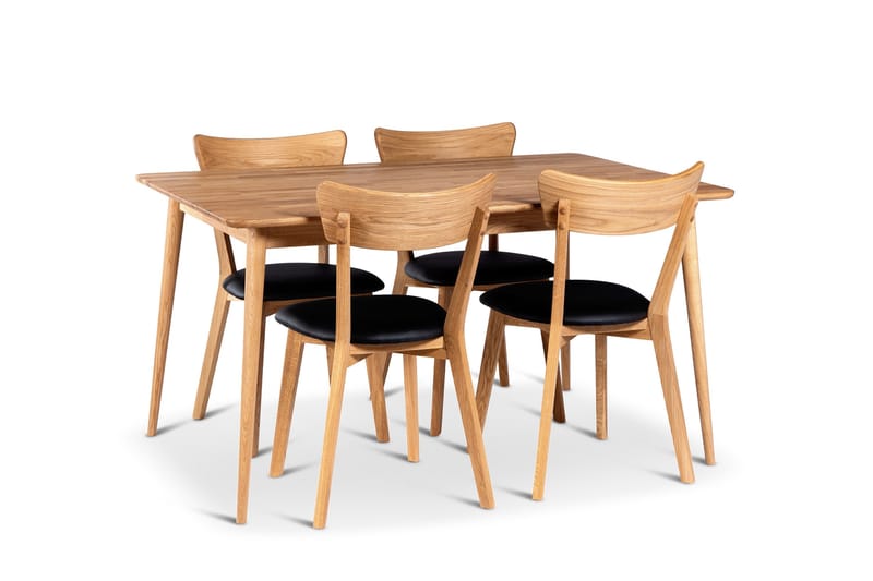 Spisegrupper Stenexpo Alborg Spisegruppe 140 cm med 4 Eksjö Stoler i massivt tre Lysebrun,Natur, undefined