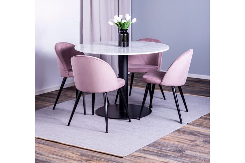 Admira spisebord med 4 Valeri Spisestoler - Rosa Cordfløyel - Møbler - Bord - Spisegrupper