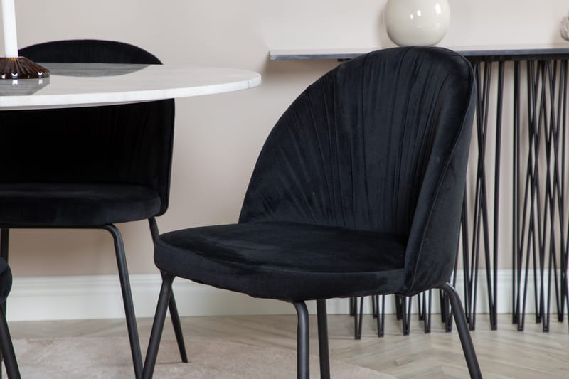 Admira Spisegruppe 106 cm Rund inkl. 4 Foyos Stoler - Marmor/Hvit/Svart - Møbler - Bord - Spisegrupper