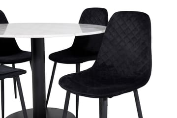 Admira Spisegruppe 106 cm Rund inkl. 4 Ypas Stoler - Marmor/Hvit/Svart - Møbler - Bord - Spisegrupper