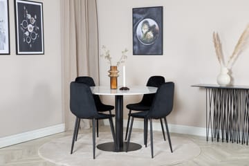 Admira Spisegruppe 106 cm Rund inkl. 4 Ypas Stoler - Marmor/Hvit/Svart - Møbler - Bord - Spisegrupper
