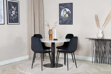 Admira Spisegruppe 106 cm Rund inkl. 4 Ypas Stoler - Marmor/Hvit/Svart - Møbler - Bord - Spisegrupper