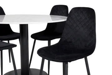 Admira Spisegruppe 106 cm Rund inkl. 4 Ypas Stoler - Marmor/Hvit/Svart - Møbler - Bord - Spisegrupper