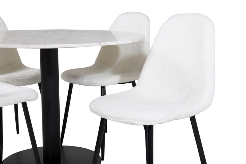 Admira Spisegruppe 106 cm Rund inkl. 4 Ypas Stoler - Marmor/Hvit/Svart - Møbler - Bord - Spisegrupper