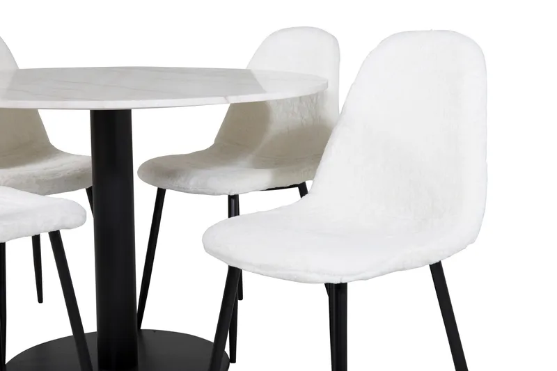 Admira Spisegruppe 106 cm Rund inkl. 4 Ypas Stoler - Marmor/Hvit/Svart - Møbler - Bord - Spisegrupper