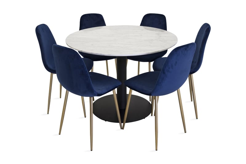 Admira Spisegruppe 106 cm Rund med 6 Valeri Stoler - Møbler - Bord - Spisegrupper