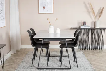 Admira Spisegruppe 140 cm inkl. 4 Ypas Stoler - Marmor/Hvit/Svart - Møbler - Bord - Spisegrupper