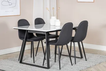 Admira Spisegruppe 140 cm inkl. 4 Ypas Stoler - Marmor/Hvit/Svart - Møbler - Bord - Spisegrupper