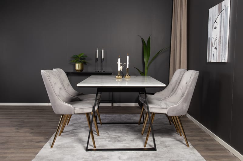 Admira Spisegruppe med 4 Valera Lyx Fløyelsstoler - Møbler - Bord - Spisegrupper