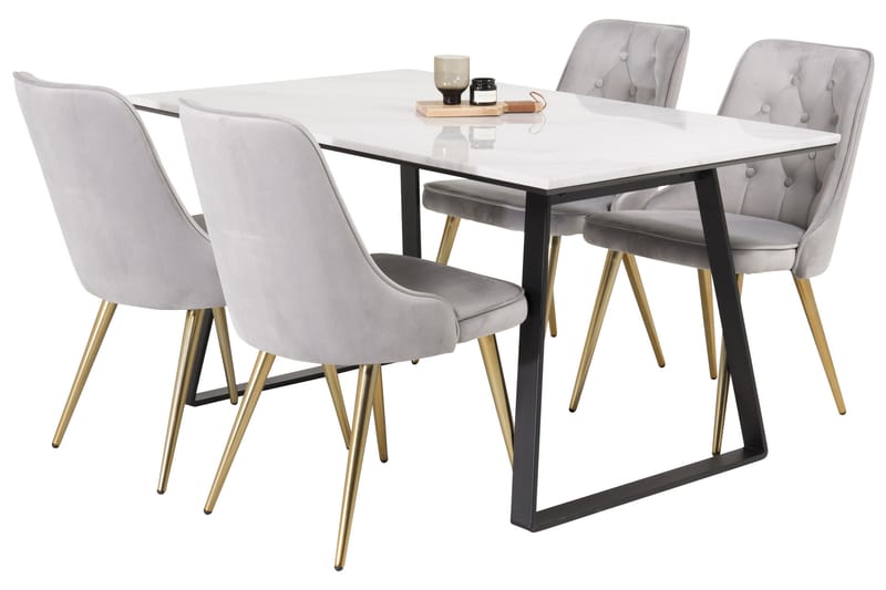 Admira Spisegruppe med 4 Valera Lyx Fløyelsstoler - Møbler - Bord - Spisegrupper