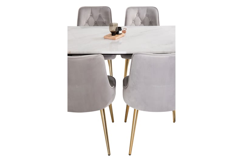 Admira Spisegruppe med 4 Valera Lyx Fløyelsstoler - Møbler - Bord - Spisegrupper