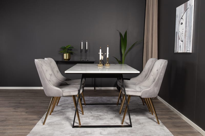 Admira Spisegruppe med 4 Valera Lyx Fløyelsstoler - Møbler - Bord - Spisegrupper