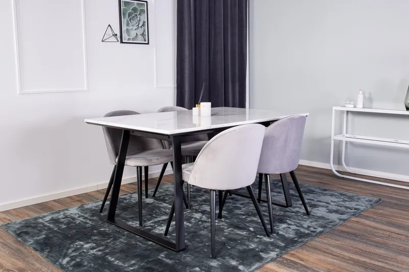 Admira Spisegruppe med 4 Valerie Kjøkkenstoler Fløyel - Møbler - Bord - Spisegrupper