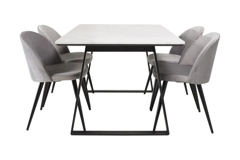 Admira Spisegruppe med 4 Valerie Kjøkkenstoler Fløyel - Møbler - Bord - Spisegrupper