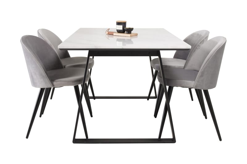 Admira Spisegruppe med 4 Valerie Kjøkkenstoler Fløyel - Møbler - Bord - Spisegrupper