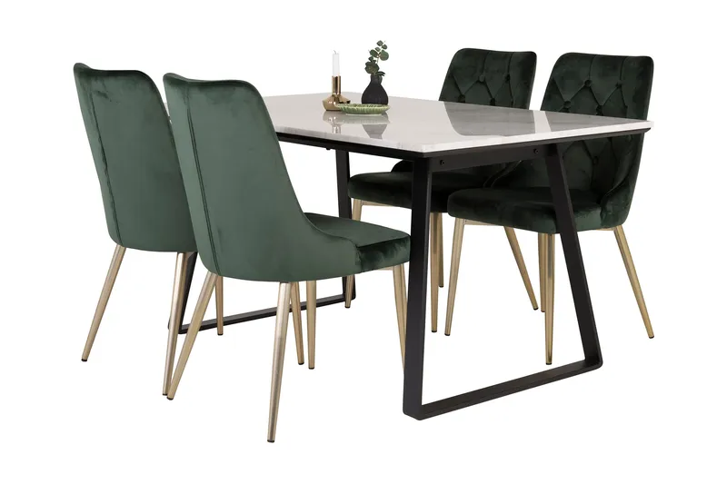 Admira Spisegruppe med 4 Valerie Lyx Fløyelsstoler - Møbler - Bord - Spisegrupper