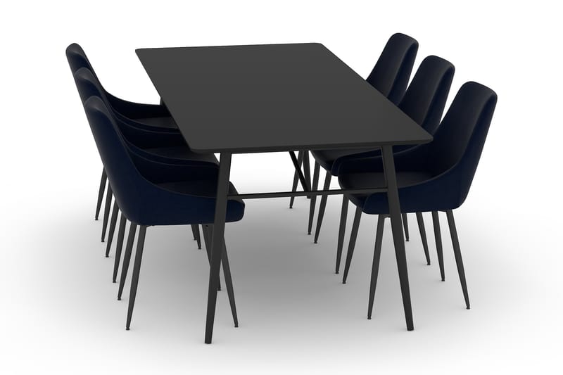 Adrianah Spisebord 200 cm med 6 Alsarp Kjøkkenstoler - Beige/Svart - Spisegrupper