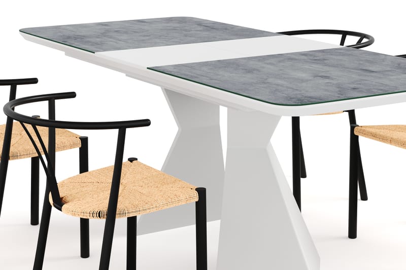 Aix Forlengningsbart Spisebord 160 cm Glass + 4 Elysia Spise - Spisegrupper