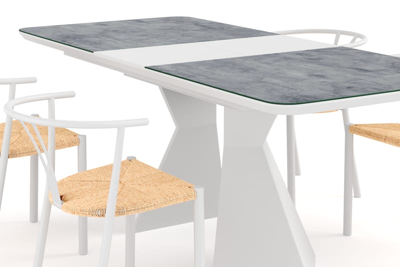 Aix Forlengningsbart Spisebord 160 cm Glass + 4 Elysia Spise - Spisegrupper