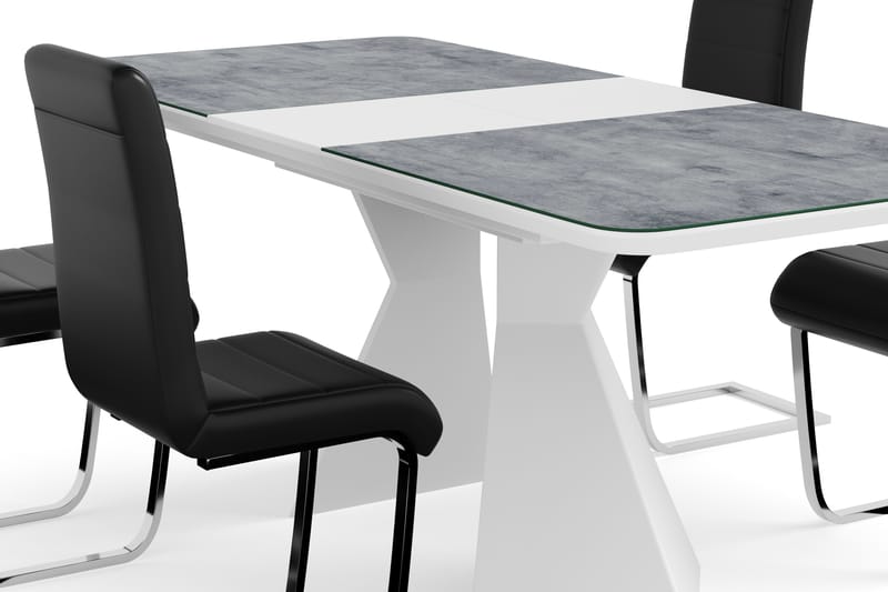 Aix Forlengningsbart Spisebord 160 cm Glass Med 4 Cibus Spis - Spisegrupper