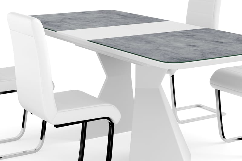 Aix Forlengningsbart Spisebord 160 cm Glass Med 4 Cibus Stol - Spisegrupper