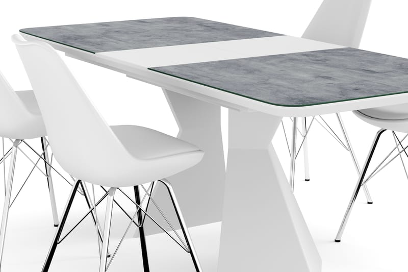 Aix Forlengningsbart Spisebord 160 cm Glass Med 4 Shell Spis - Spisegrupper