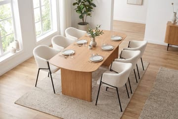 Alma spisegruppe rektangulær 180 cm eik med 6 Filip spisestoler - Eik - Møbler - Bord - Spisegrupper