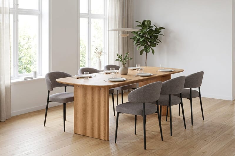 Alma spisegruppe rektangulær 180 cm eik med 6 Sawako spisestoler - Eik - Møbler - Bord - Spisegrupper