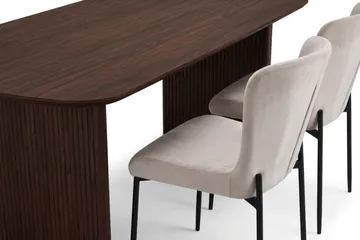 Alma spisegruppe rektangulær 180 cm røkt eik med 6 Elsie spisestoler - Røkt eik/beige - Møbler - Bord - Spisegrupper