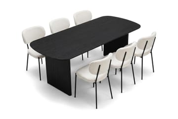 Alma spisegruppe rektangulær 180 cm svart med 6 Gemmiano spisestoler - Svart - Møbler - Bord - Spisegrupper