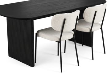 Alma spisegruppe rektangulær 180 cm svart med 6 Gemmiano spisestoler - Svart - Møbler - Bord - Spisegrupper