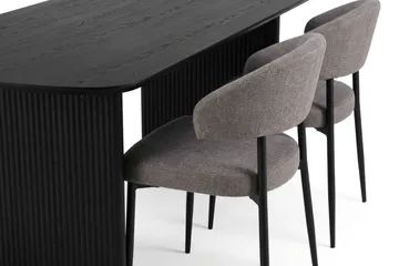 Alma spisegruppe rektangulær 180 cm svart med 6 Sawako spisestoler - Svart - Møbler - Bord - Spisegrupper