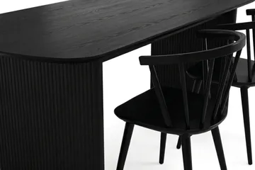 Alma spisegruppe rektangulær 180 cm svart med 6 Tyrö spisestoler - Svart - Møbler - Bord - Spisegrupper