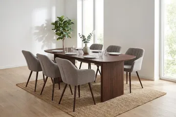 Alma spisegruppe rektangulær 180 cm valnøtt med 6 Filippa spisestoler - Valnøtt - Møbler - Bord - Spisegrupper