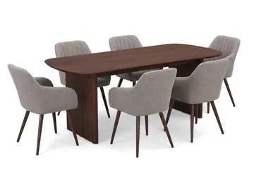 Alma spisegruppe rektangulær 180 cm valnøtt med 6 Filippa spisestoler - Valnøtt - Møbler - Bord - Spisegrupper