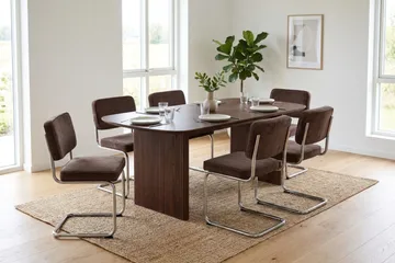 Alma spisegruppe rektangulær 180 cm valnøtt med 6 Milva spisestoler - Valnøtt - Møbler - Bord - Spisegrupper