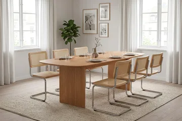 Alma spisegruppe rektangulær 220 cm eik med 6 Build spisestoler - Eik - Møbler - Bord - Spisegrupper