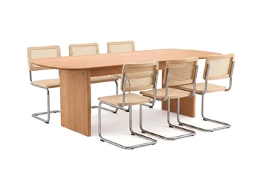 Alma spisegruppe rektangulær 220 cm eik med 6 Build spisestoler - Eik - Møbler - Bord - Spisegrupper