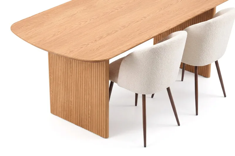 Alma spisegruppe rektangulær 220 cm eik med 6 Greya spisestoler - Eik - Møbler - Bord - Spisegrupper