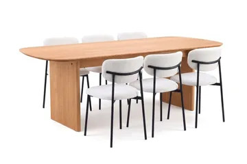 Alma spisegruppe rektangulær 220 cm eik med 6 Lucy spisestoler - Eik - Møbler - Bord - Spisegrupper