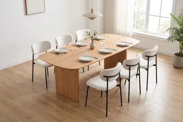 Alma spisegruppe rektangulær 220 cm eik med 6 Lucy spisestoler - Eik - Møbler - Bord - Spisegrupper