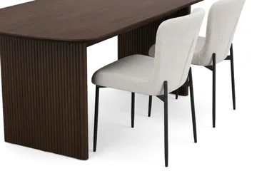 Alma spisegruppe rektangulær 220 cm røkt eik med 6 Elsie spisestoler - Røkt eik/Hvit - Møbler - Bord - Spisegrupper