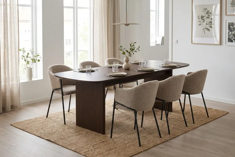 Alma spisegruppe rektangulær 220 cm røkt eik med 6 Filip spisestoler - Røkt eik - Møbler - Bord - Spisegrupper