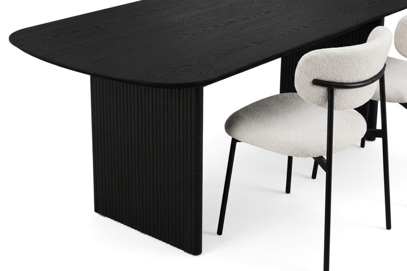 Alma spisegruppe rektangulær 220 cm svart med 6 Lucy spisestoler - Svartbeiset eik - Møbler - Bord - Spisegrupper