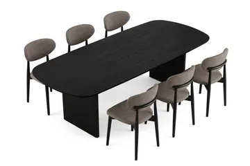 Alma spisegruppe rektangulær 220 cm svart med 6 Molly spisestoler - Svart - Møbler - Bord - Spisegrupper