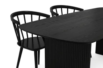Alma spisegruppe rektangulær 220 cm svart med 6 Tyrö spisestoler - Svart - Møbler - Bord - Spisegrupper