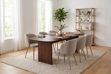 Alma spisegruppe rektangulær 220 cm valnøtt med 6 Greya spisestoler - Valnøtt - Møbler - Bord - Spisegrupper